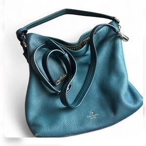 Kate Spade Pebbled Leather Teal Shoulder Bag With Strap
